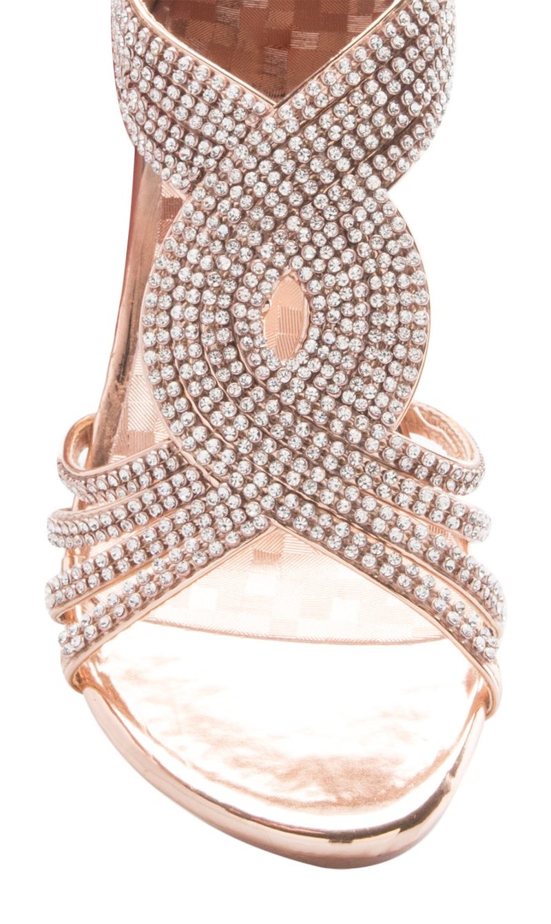 Olivia K Women's Open Toe Strappy Rhinestone Dress Sandal Low Heel Wedding Shoes - Image 5